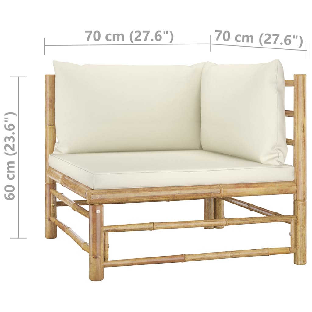 5-delige Loungeset met crèmewitte kussens bamboe is nu te koop bij PeponiXL, paradijselijk wonen!