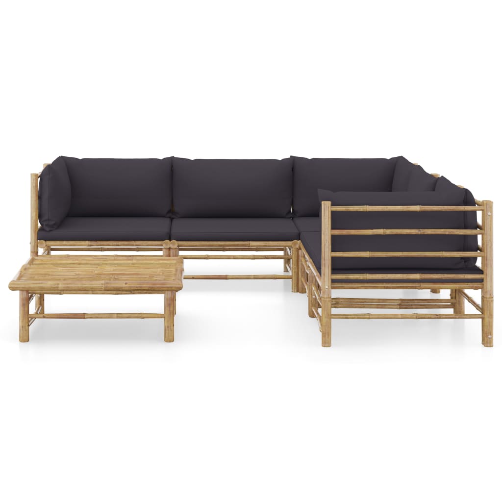 6-delige Loungeset met donkergrijze kussens bamboe is nu te koop bij PeponiXL, paradijselijk wonen!
