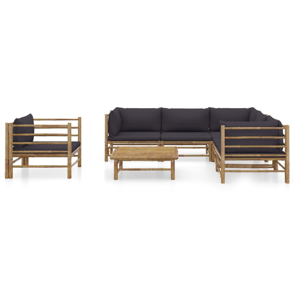 7-delige Loungeset met donkergrijze kussens bamboe is nu te koop bij PeponiXL, paradijselijk wonen!