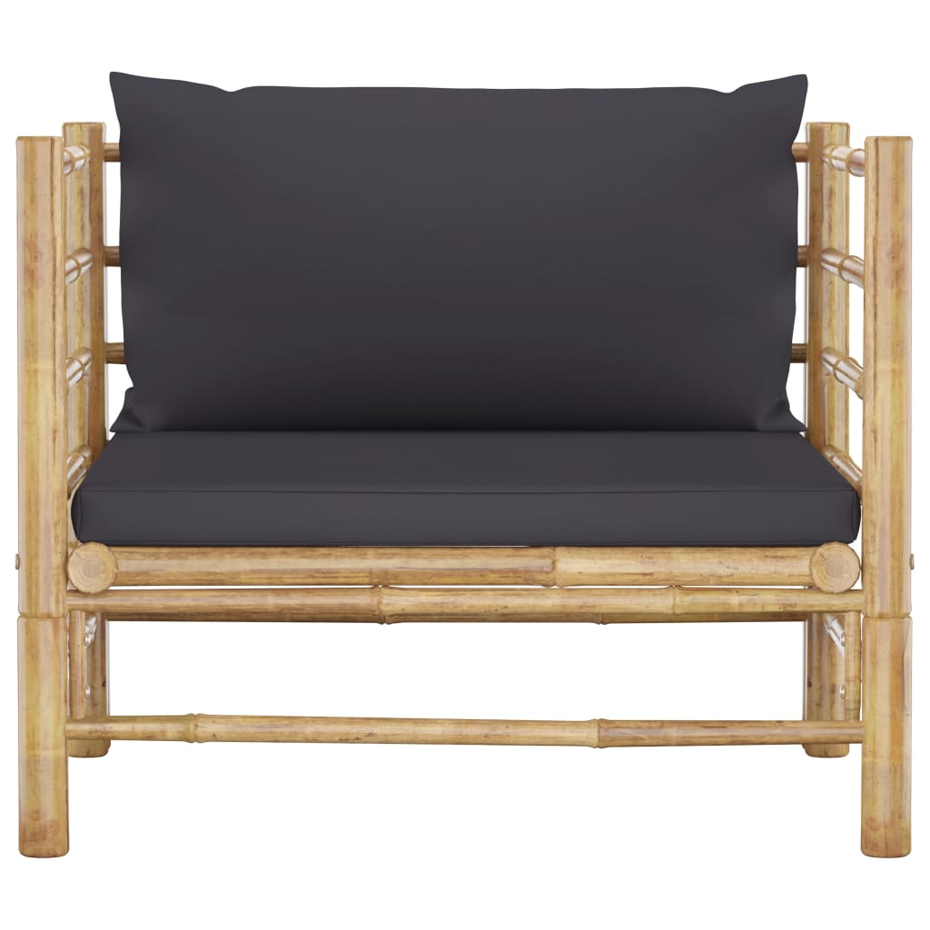 7-delige Loungeset met donkergrijze kussens bamboe is nu te koop bij PeponiXL, paradijselijk wonen!