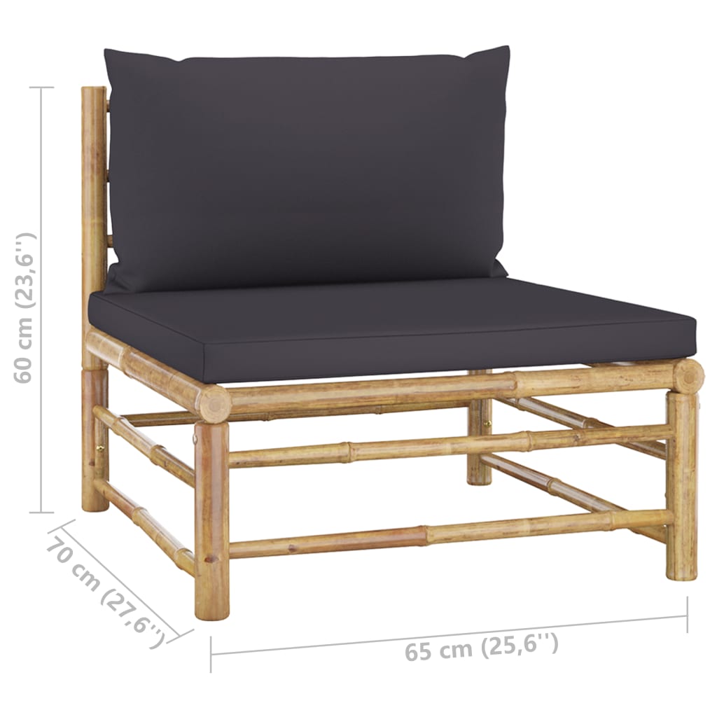 8-delige Loungeset met donkergrijze kussens bamboe is nu te koop bij PeponiXL, paradijselijk wonen!