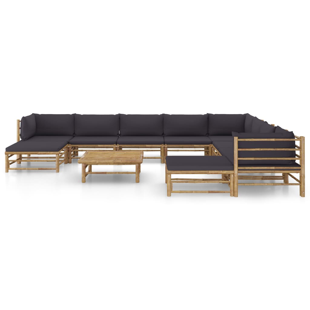 11-delige Loungeset met donkergrijze kussens bamboe is nu te koop bij PeponiXL, paradijselijk wonen!