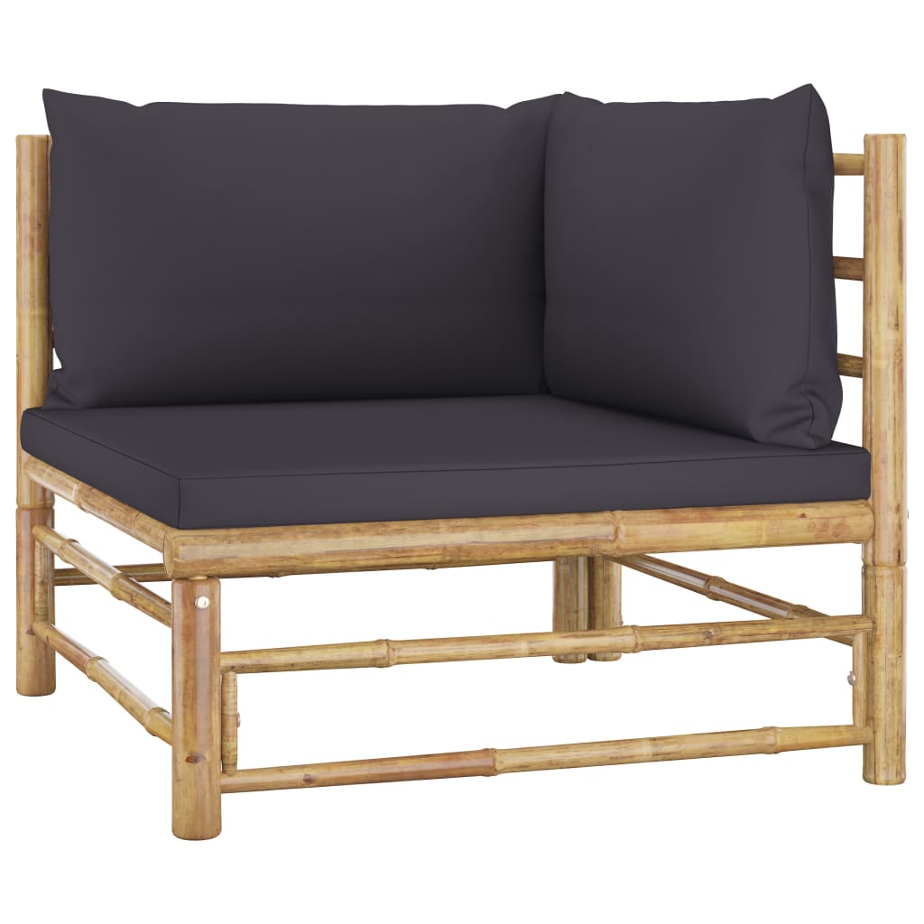 12-delige Loungeset met donkergrijze kussens bamboe is nu te koop bij PeponiXL, paradijselijk wonen!