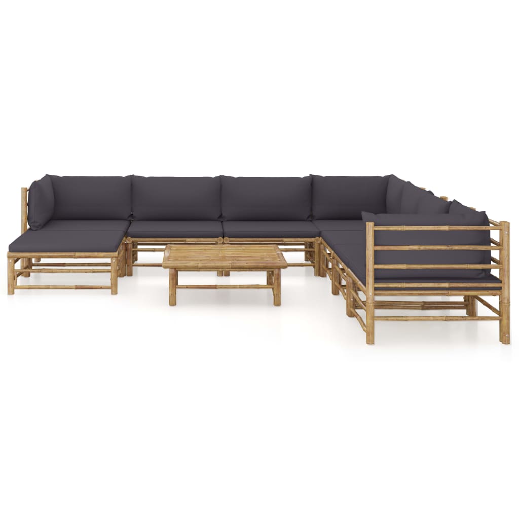 9-delige Loungeset met donkergrijze kussens bamboe is nu te koop bij PeponiXL, paradijselijk wonen!