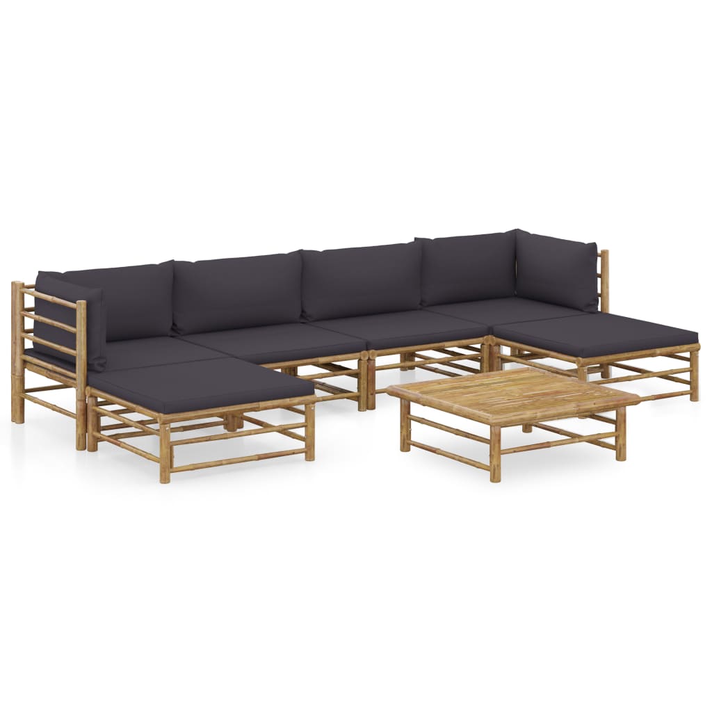 7-delige Loungeset met donkergrijze kussens bamboe is nu te koop bij PeponiXL, paradijselijk wonen!