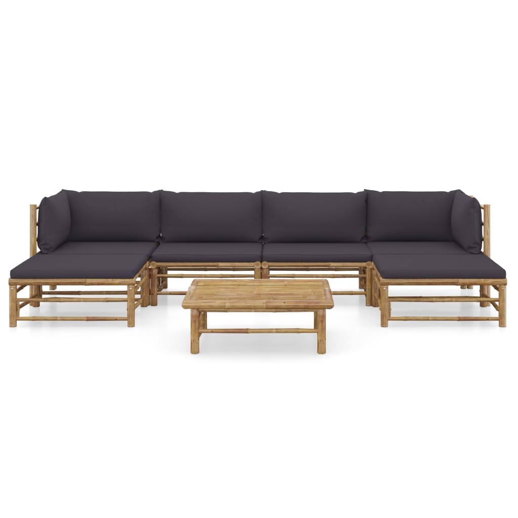 7-delige Loungeset met donkergrijze kussens bamboe is nu te koop bij PeponiXL, paradijselijk wonen!