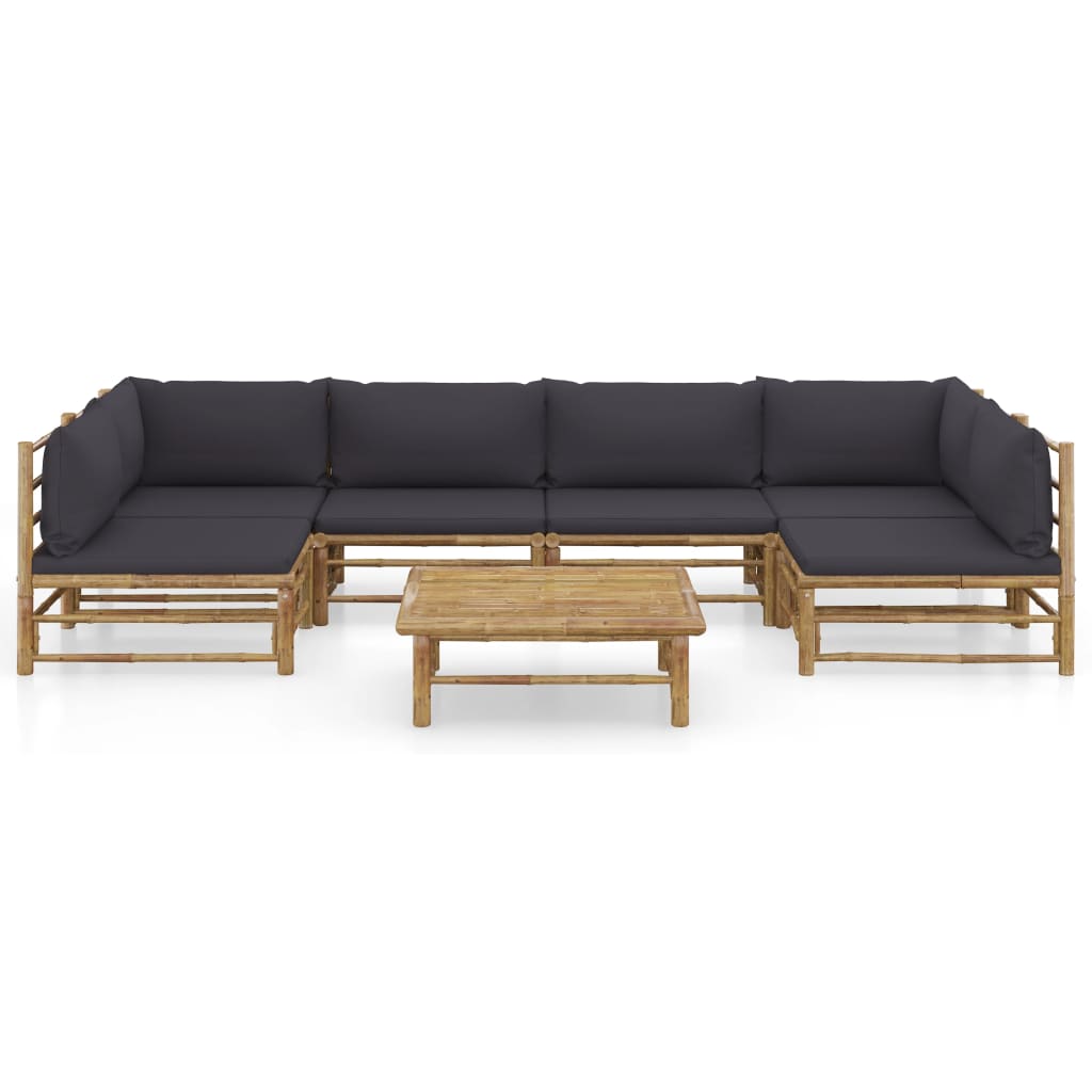 7-delige Loungeset met donkergrijze kussens bamboe is nu te koop bij PeponiXL, paradijselijk wonen!
