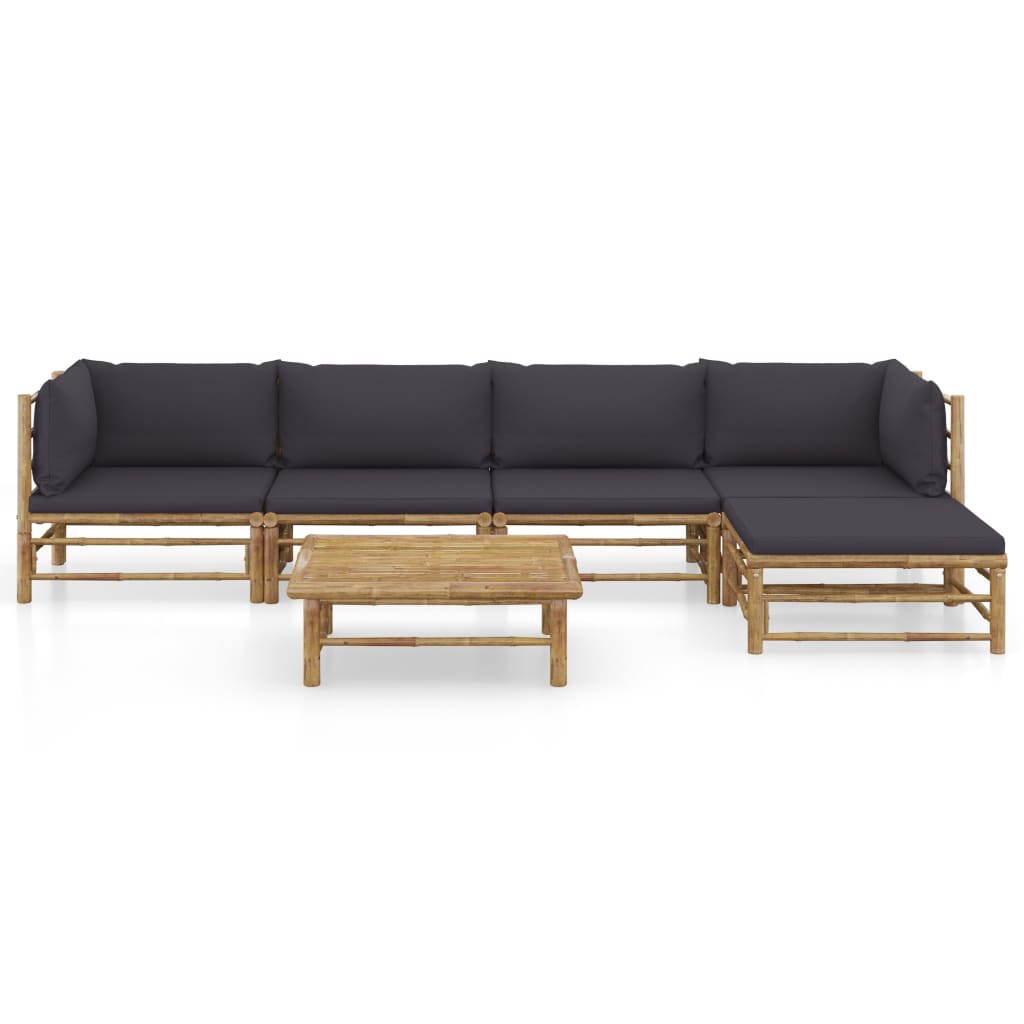 6-delige Loungeset met donkergrijze kussens bamboe is nu te koop bij PeponiXL, paradijselijk wonen!