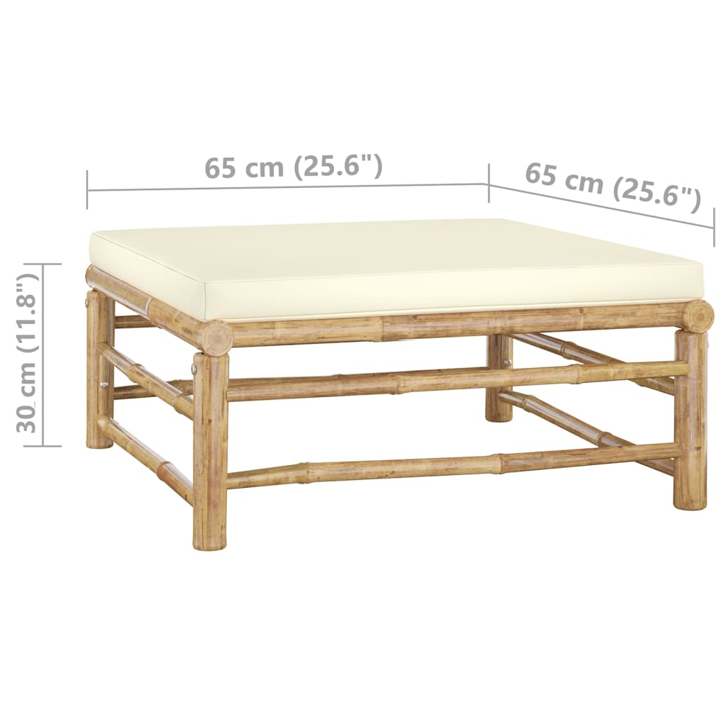 4-delige Loungeset met crèmewitte kussens bamboe is nu te koop bij PeponiXL, paradijselijk wonen!