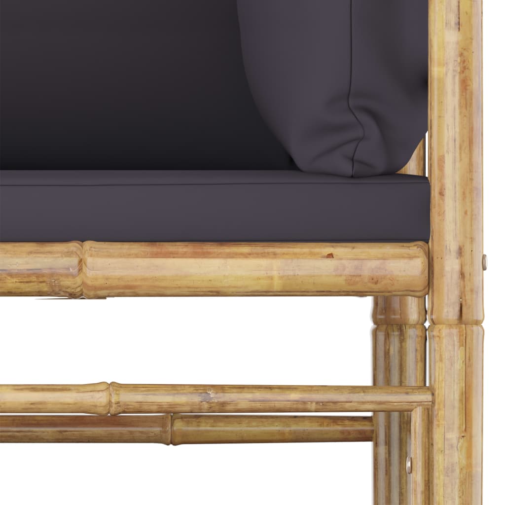 3-delige Loungeset met donkergrijze kussens bamboe is nu te koop bij PeponiXL, paradijselijk wonen!