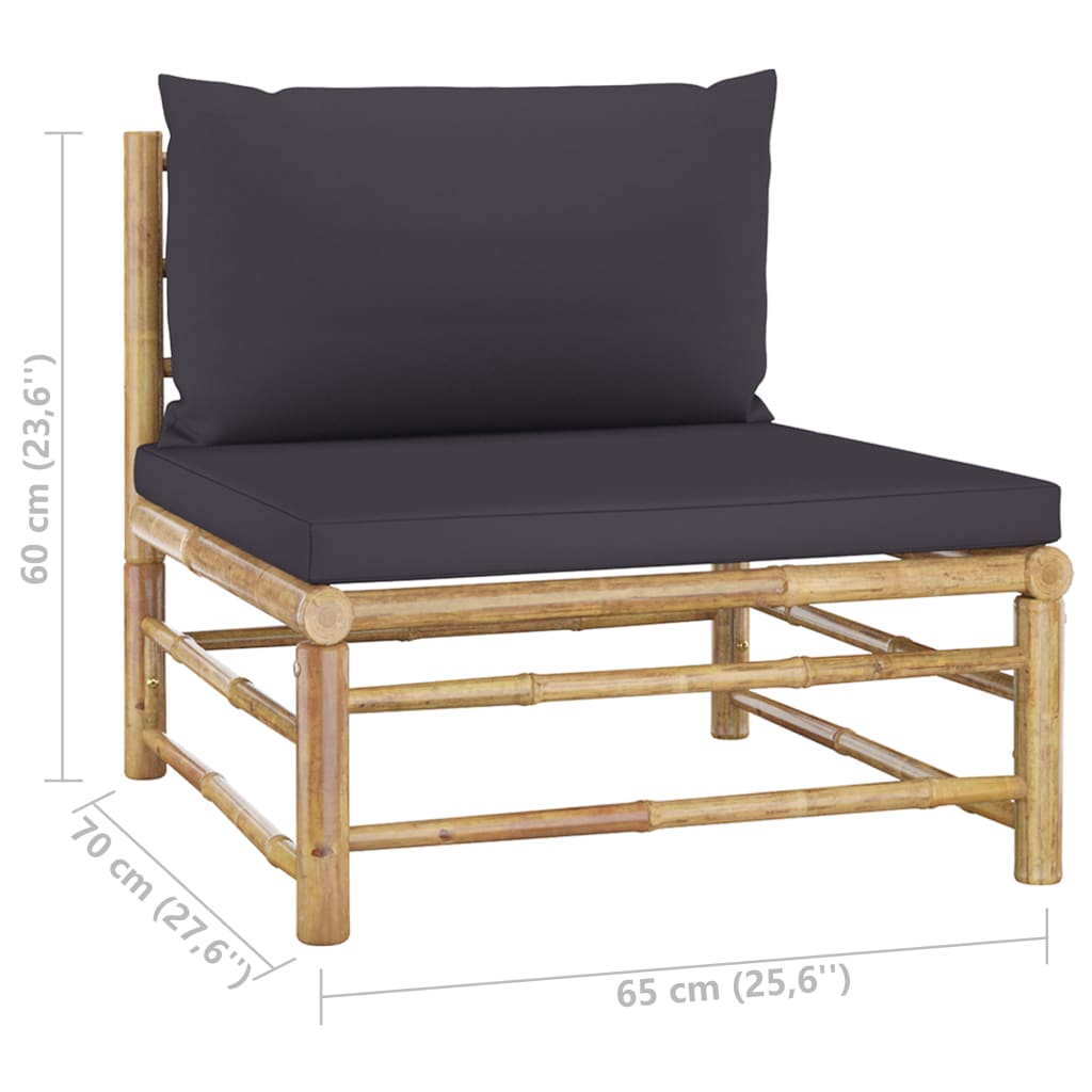 3-delige Loungeset met donkergrijze kussens bamboe is nu te koop bij PeponiXL, paradijselijk wonen!