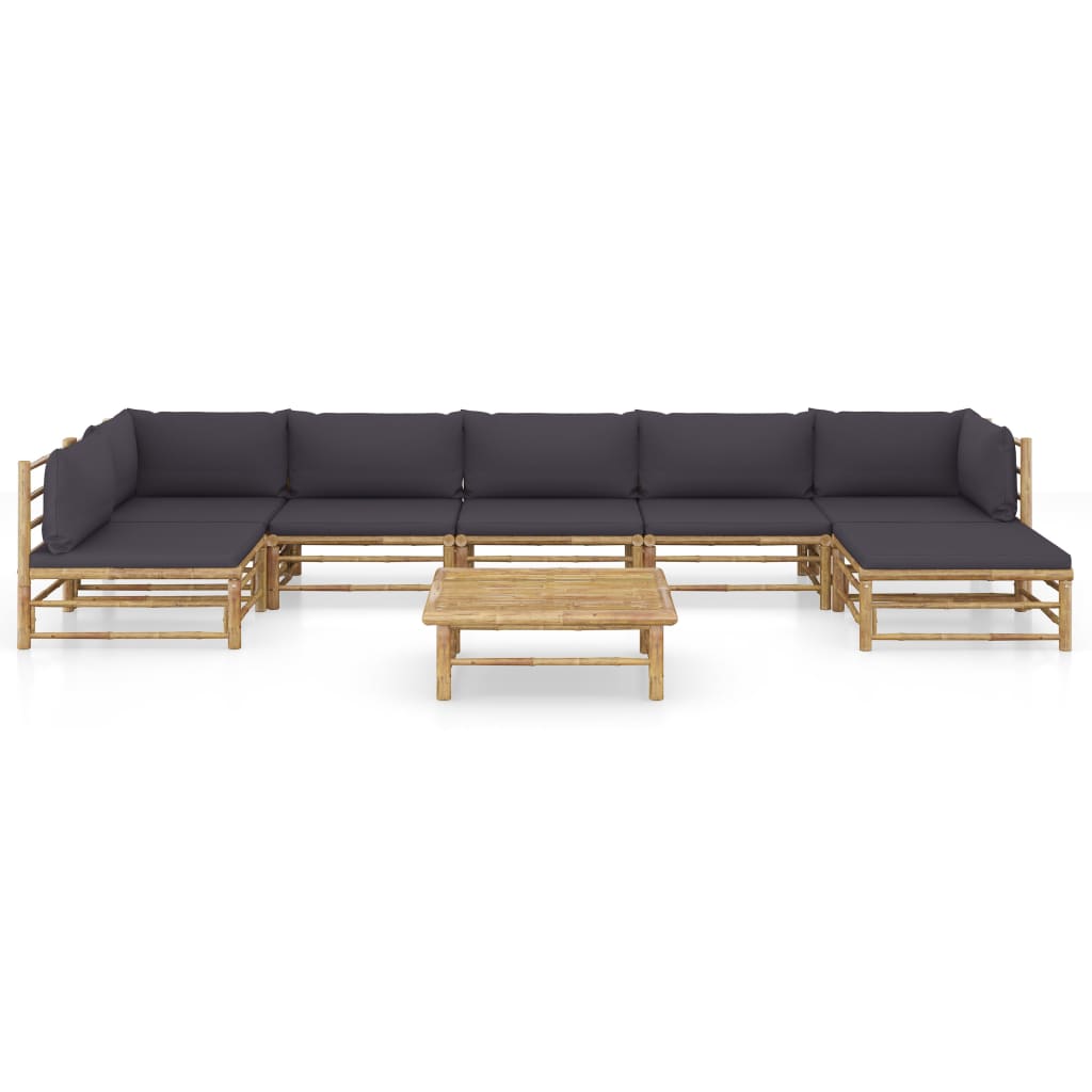 8-delige Loungeset met donkergrijze kussens bamboe is nu te koop bij PeponiXL, paradijselijk wonen!