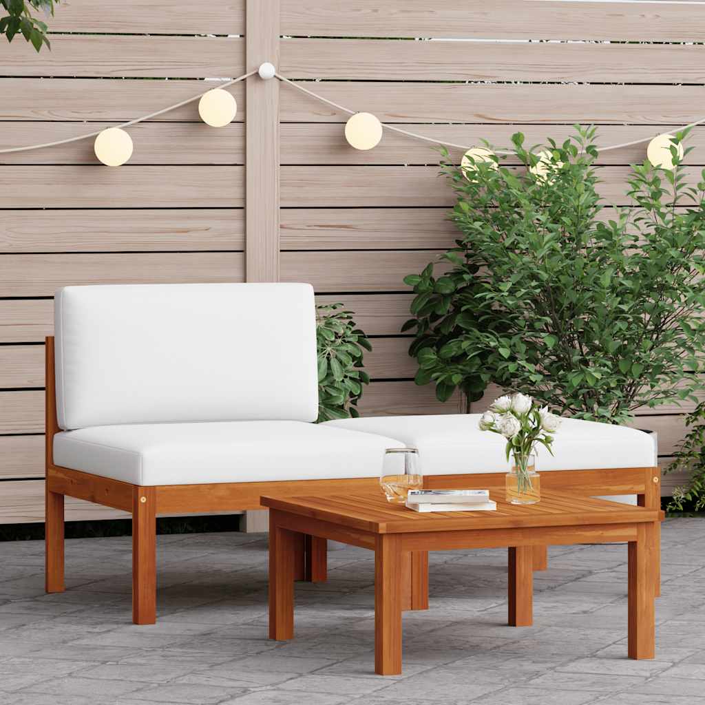 3-delige tuinloungeset met kussens van acaciahout en touw is nu te koop bij PeponiXL, paradijselijk wonen!
