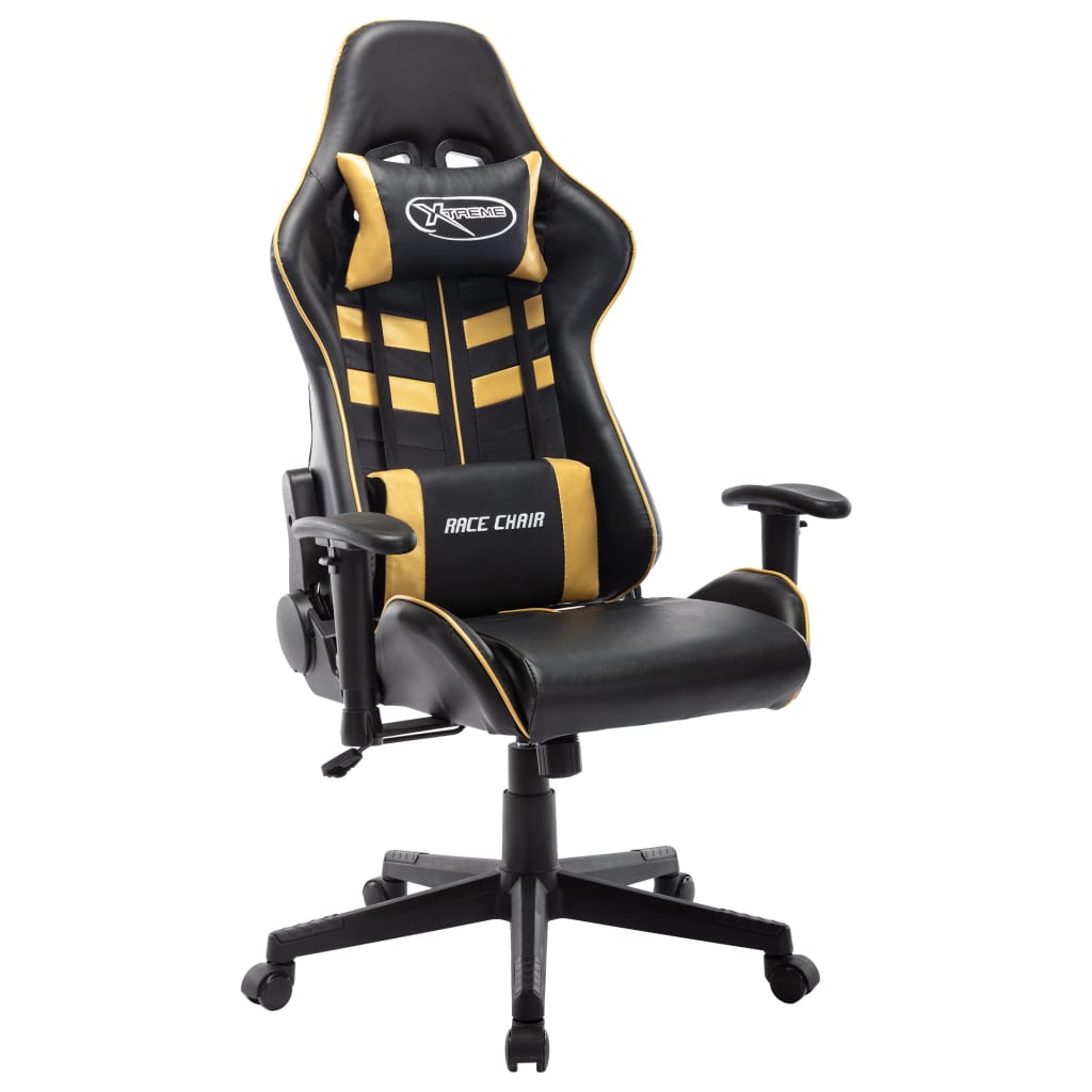 Gamestoel kunstleer zwart en goudkleurig is nu te koop bij PeponiXL, paradijselijk wonen!