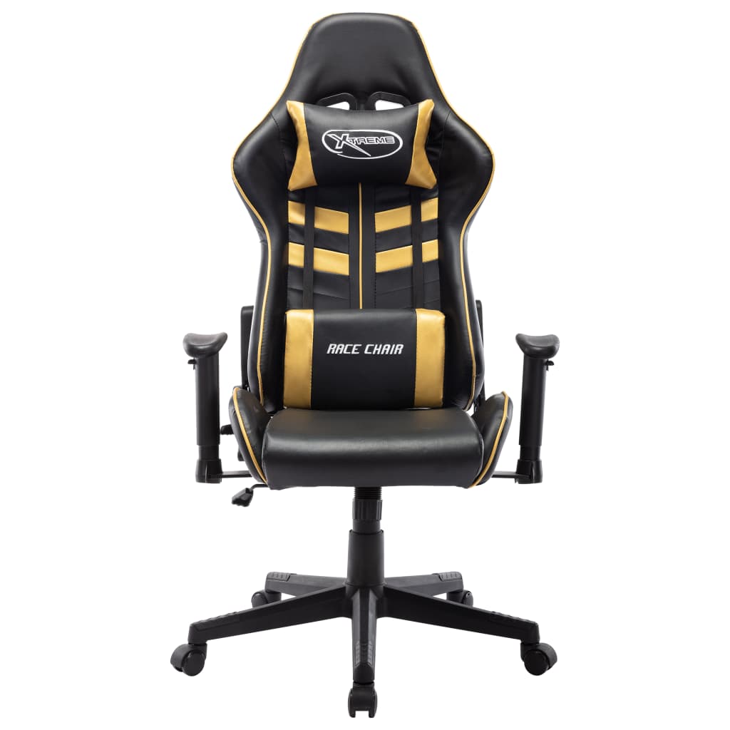 Gamestoel kunstleer zwart en goudkleurig is nu te koop bij PeponiXL, paradijselijk wonen!