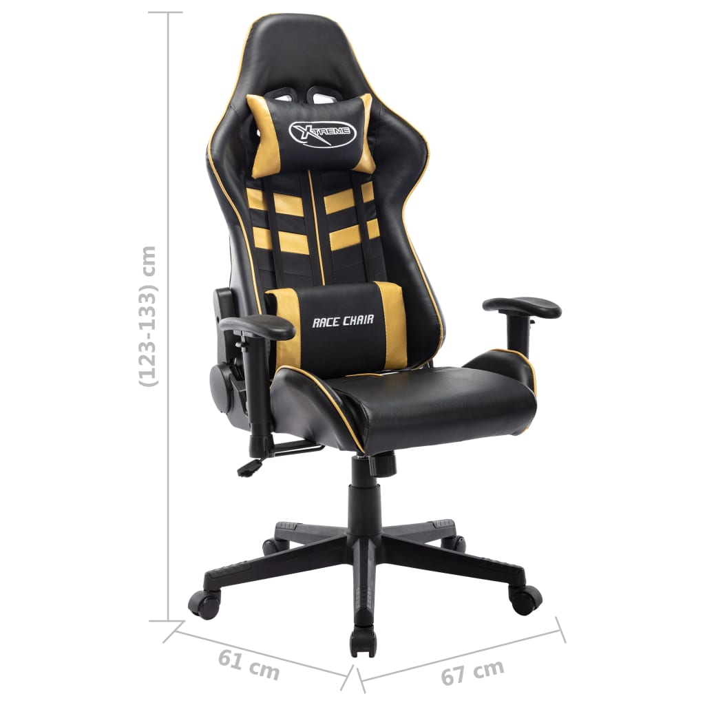 Gamestoel kunstleer zwart en goudkleurig is nu te koop bij PeponiXL, paradijselijk wonen!