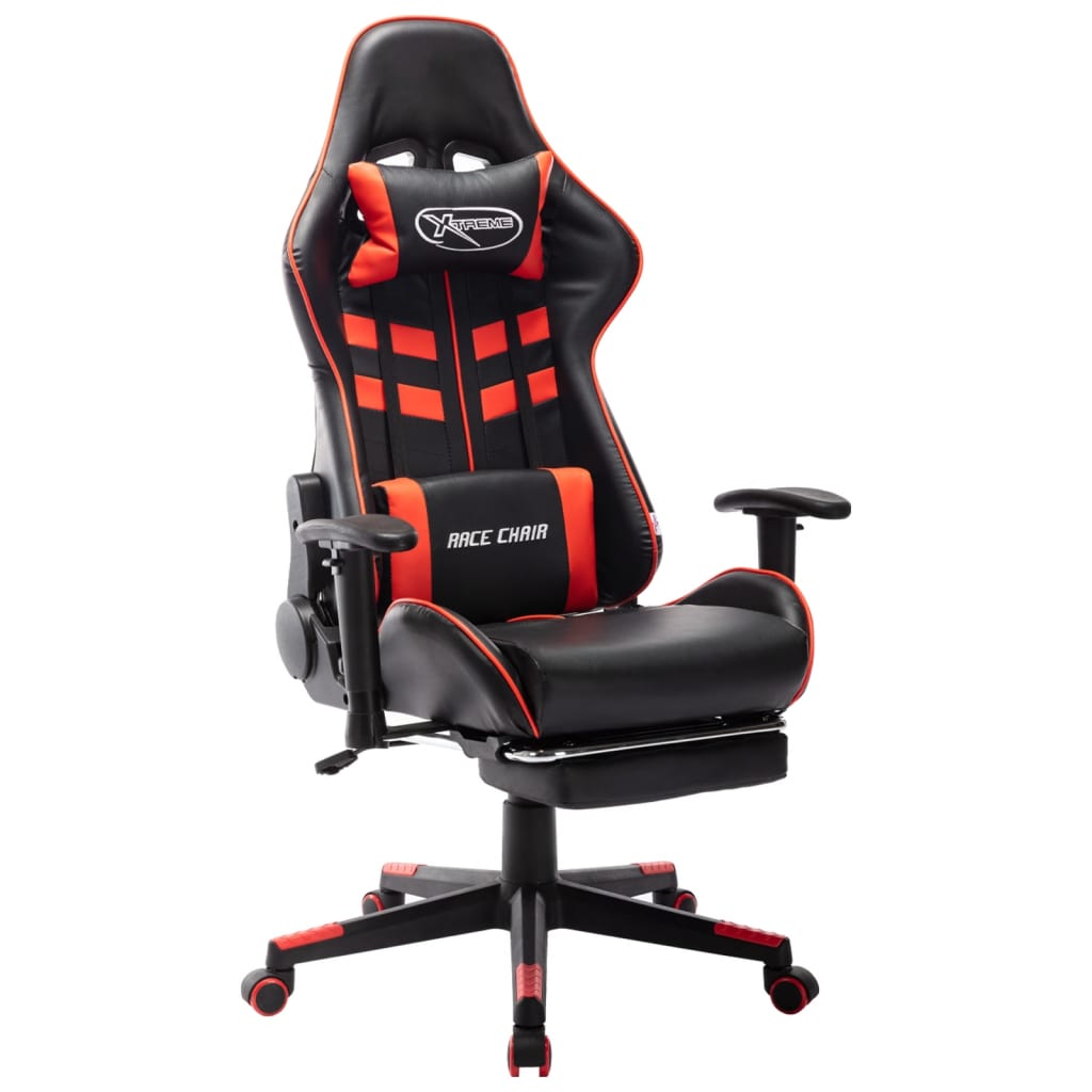 Gamestoel met voetensteun kunstleer zwart en rood is nu te koop bij PeponiXL, paradijselijk wonen!