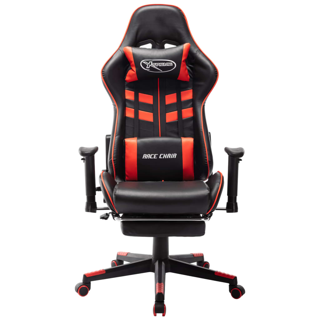Gamestoel met voetensteun kunstleer zwart en rood is nu te koop bij PeponiXL, paradijselijk wonen!