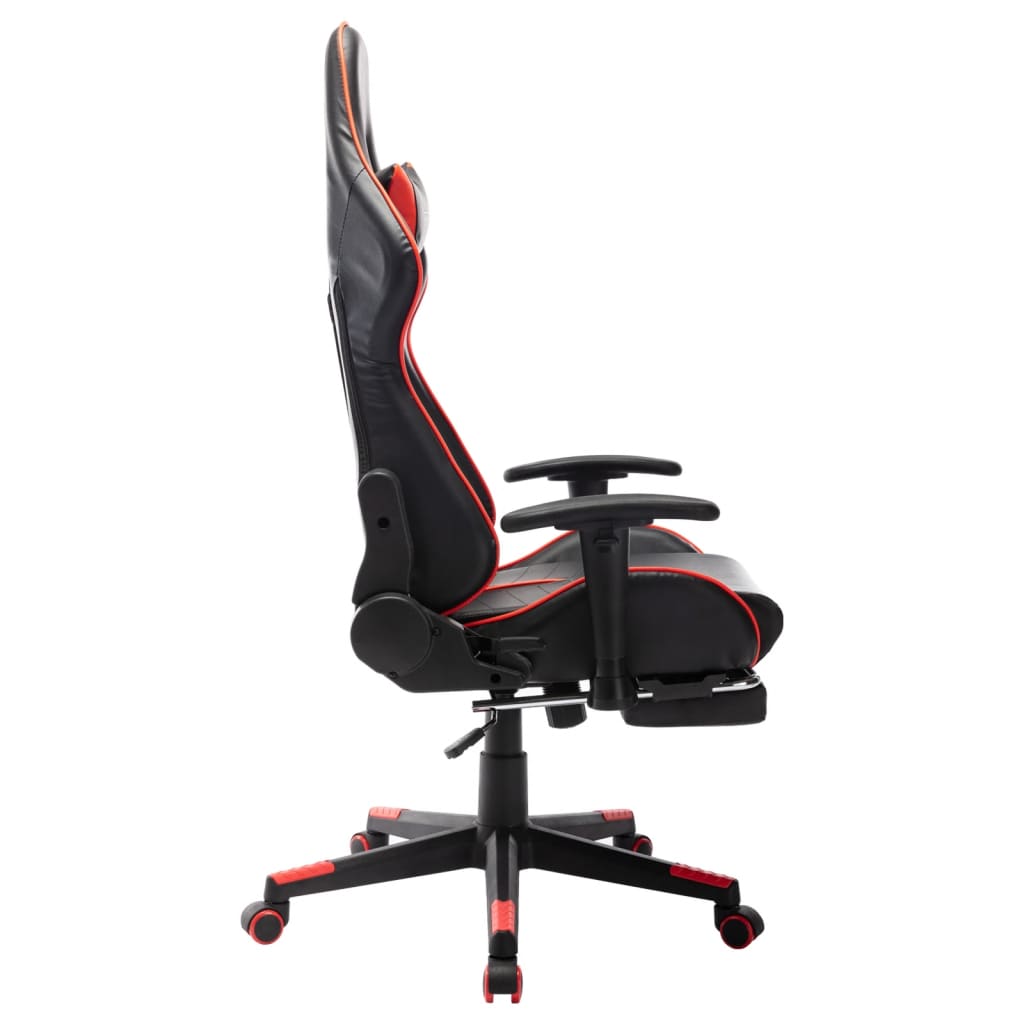 Gamestoel met voetensteun kunstleer zwart en rood is nu te koop bij PeponiXL, paradijselijk wonen!