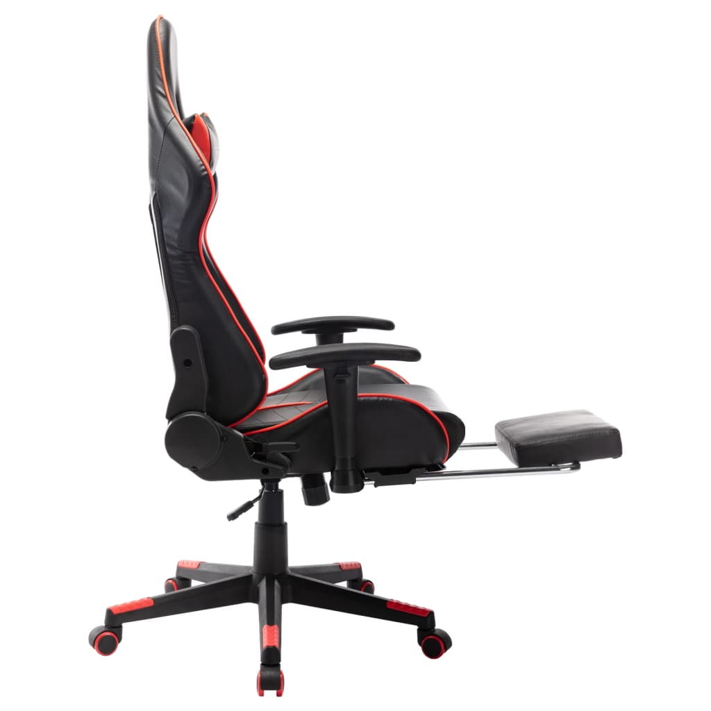 Gamestoel met voetensteun kunstleer zwart en rood is nu te koop bij PeponiXL, paradijselijk wonen!