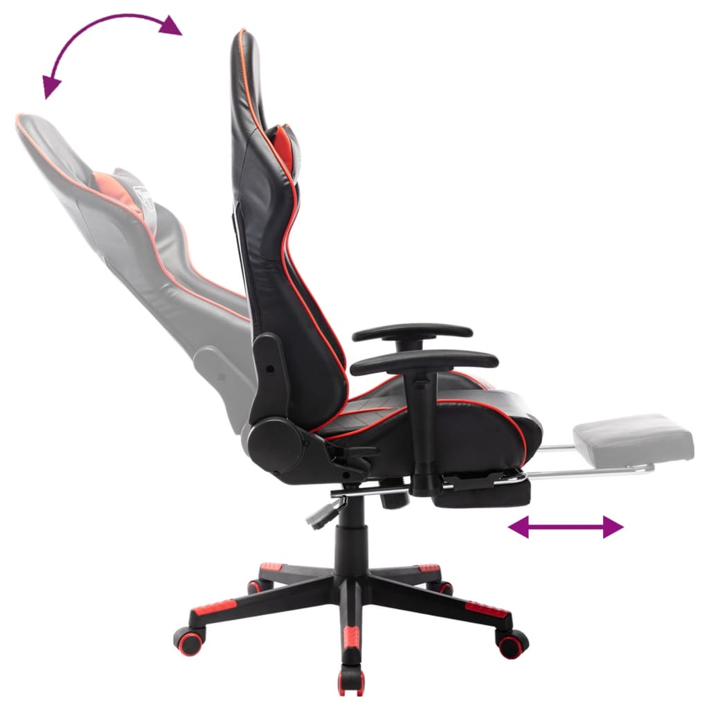 Gamestoel met voetensteun kunstleer zwart en rood is nu te koop bij PeponiXL, paradijselijk wonen!