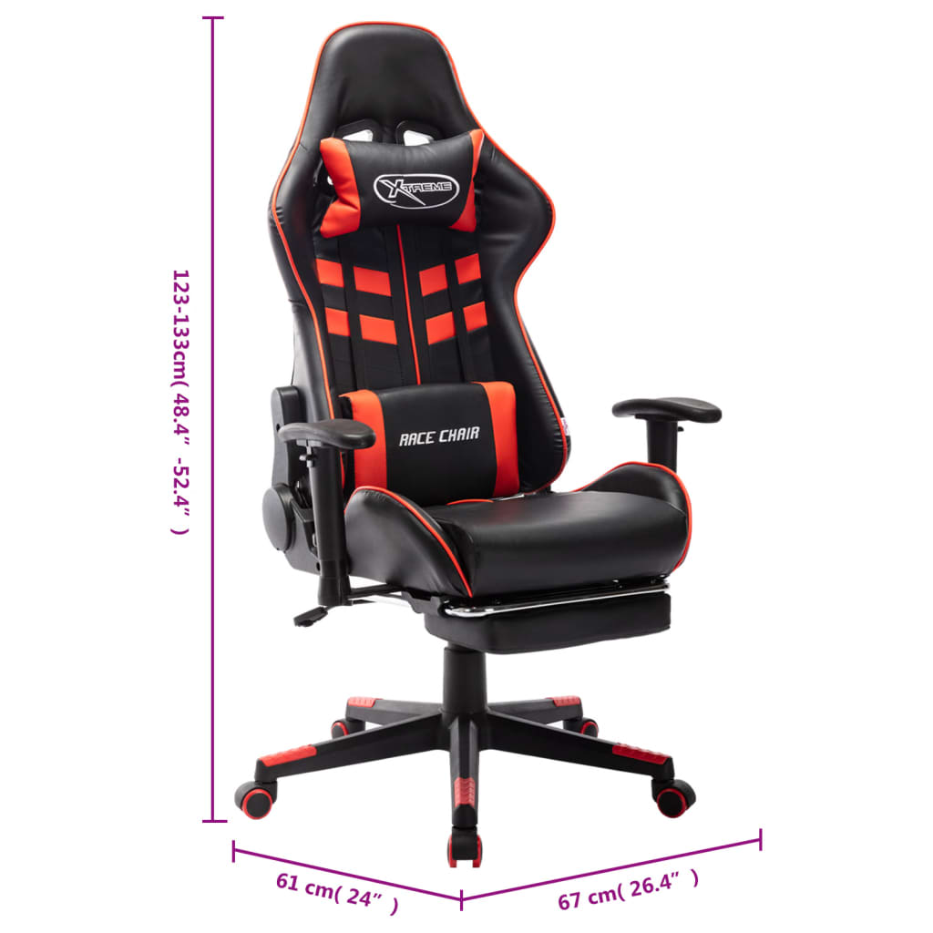 Gamestoel met voetensteun kunstleer zwart en rood is nu te koop bij PeponiXL, paradijselijk wonen!