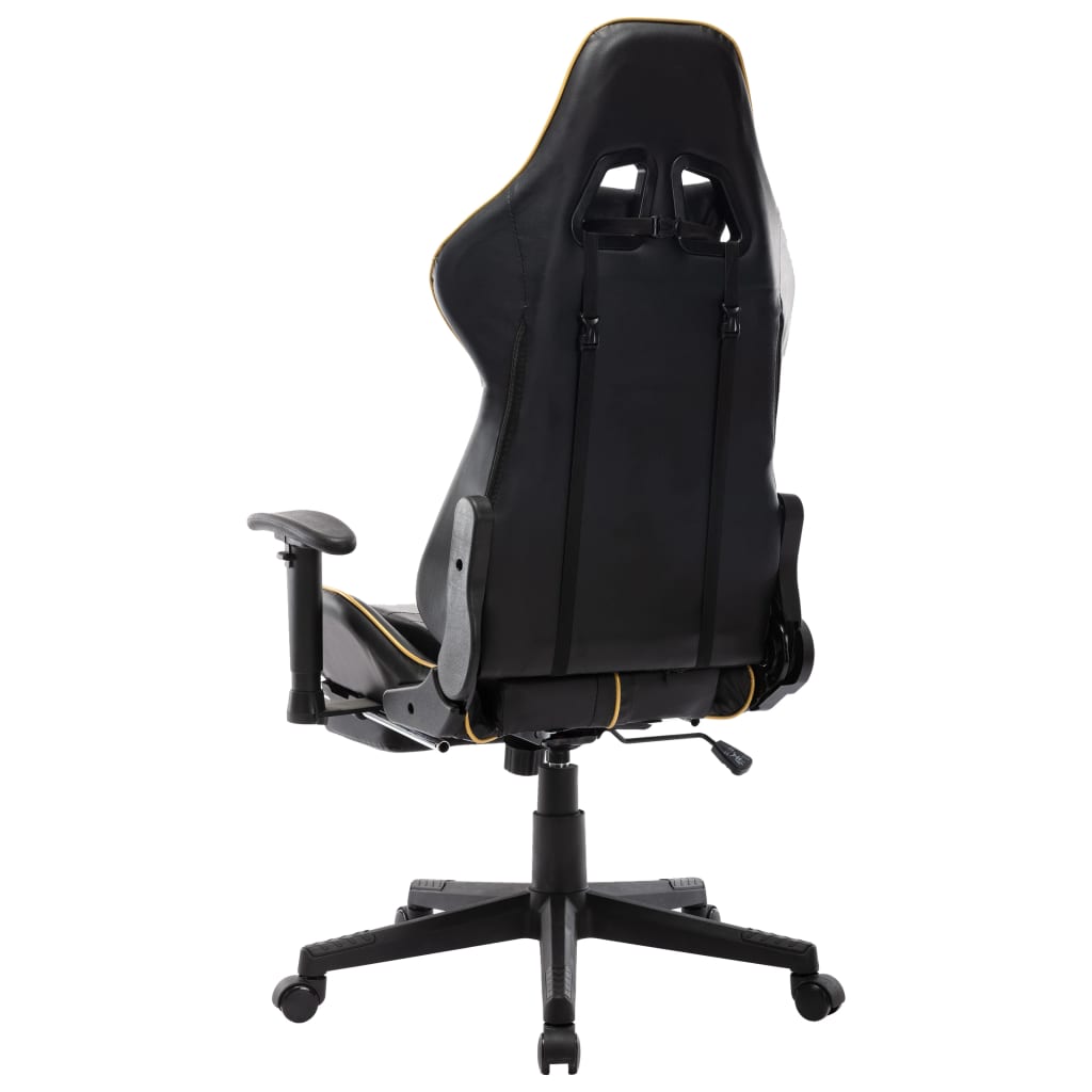 Gamestoel met voetensteun kunstleer zwart en goudkleurig is nu te koop bij PeponiXL, paradijselijk wonen!