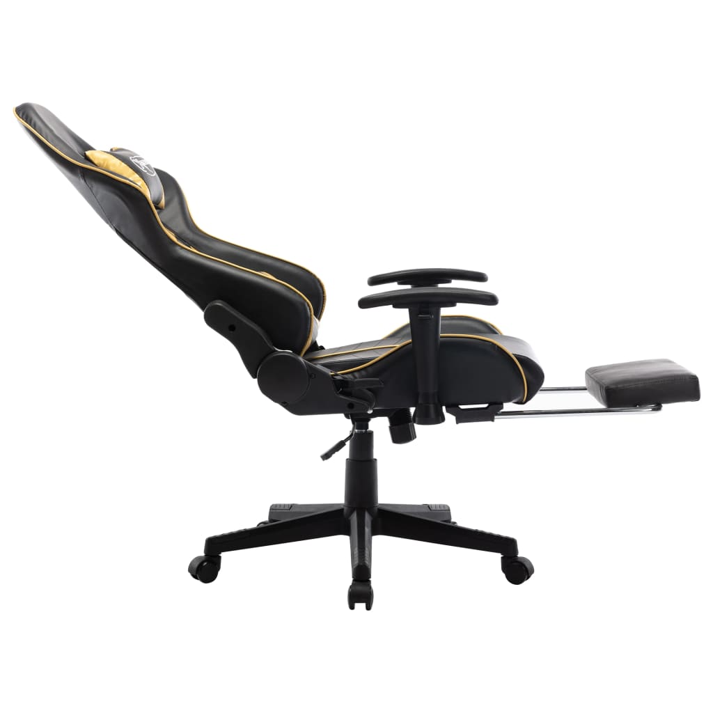 Gamestoel met voetensteun kunstleer zwart en goudkleurig is nu te koop bij PeponiXL, paradijselijk wonen!