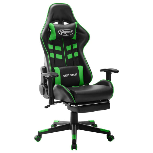 Gamestoel met voetensteun kunstleer zwart en groen is nu te koop bij PeponiXL, paradijselijk wonen!