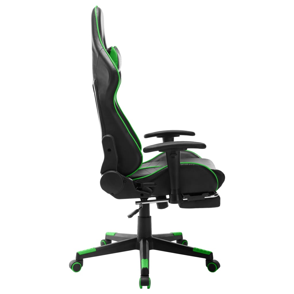 Gamestoel met voetensteun kunstleer zwart en groen is nu te koop bij PeponiXL, paradijselijk wonen!