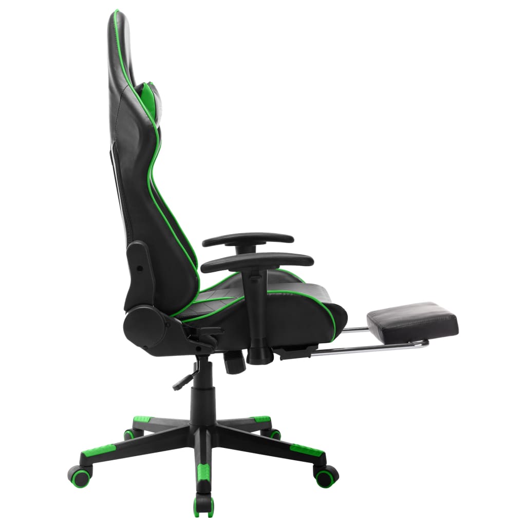 Gamestoel met voetensteun kunstleer zwart en groen is nu te koop bij PeponiXL, paradijselijk wonen!