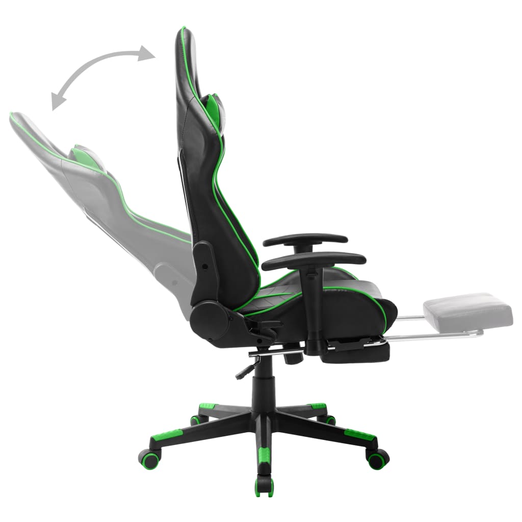 Gamestoel met voetensteun kunstleer zwart en groen is nu te koop bij PeponiXL, paradijselijk wonen!