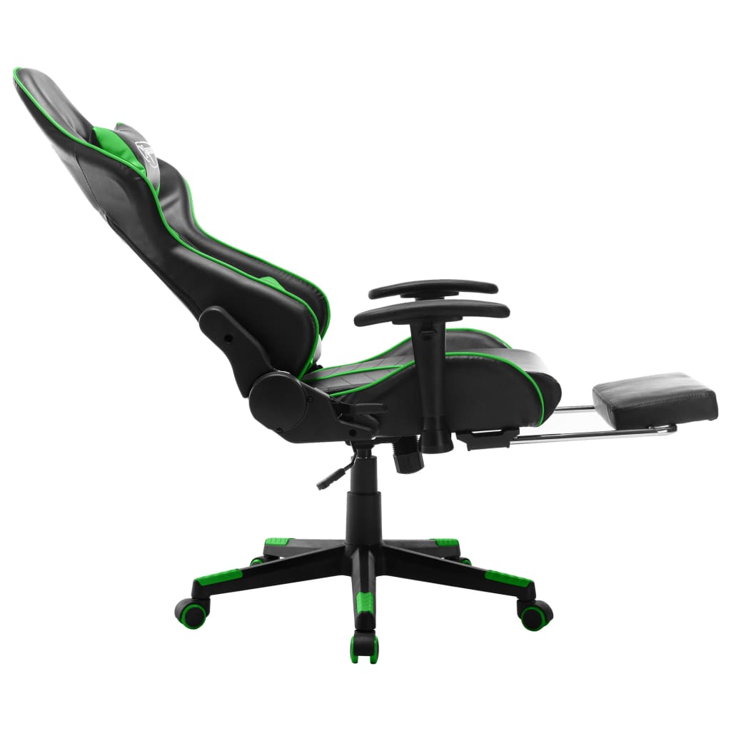 Gamestoel met voetensteun kunstleer zwart en groen is nu te koop bij PeponiXL, paradijselijk wonen!