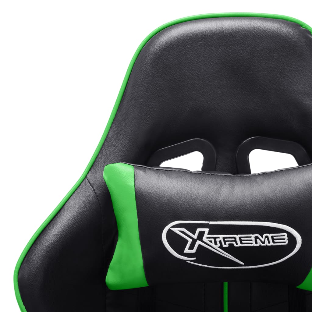 Gamestoel met voetensteun kunstleer zwart en groen is nu te koop bij PeponiXL, paradijselijk wonen!