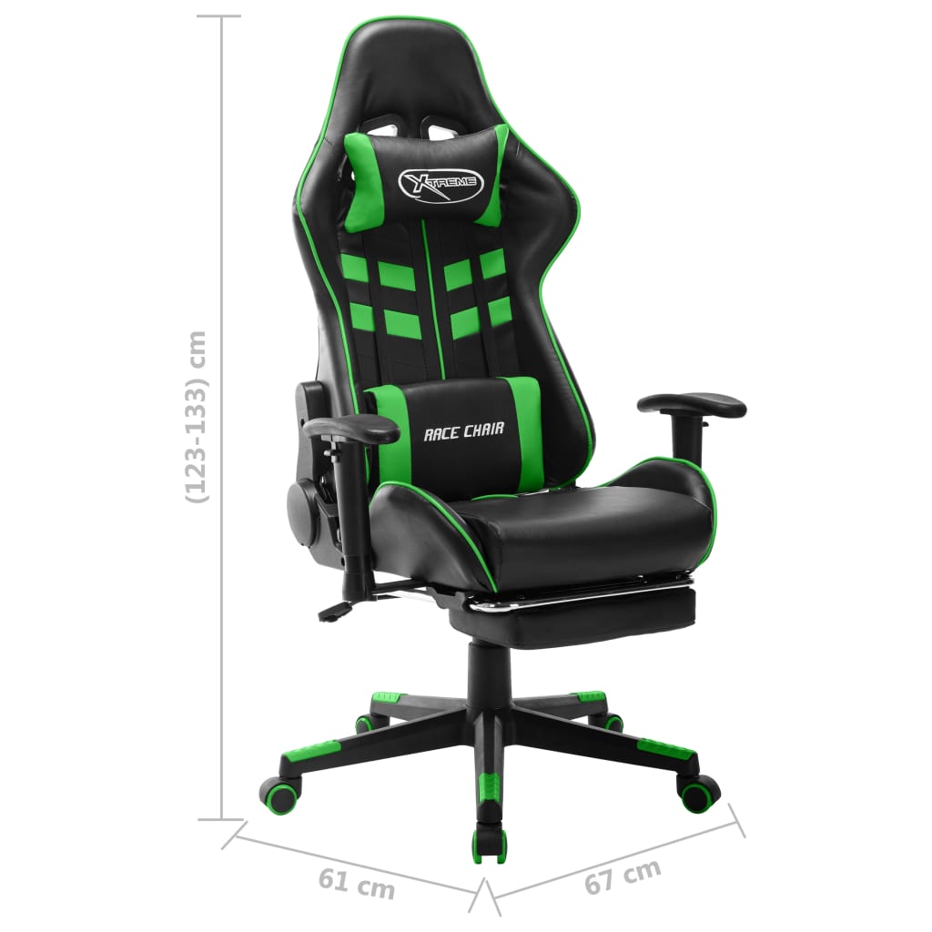Gamestoel met voetensteun kunstleer zwart en groen is nu te koop bij PeponiXL, paradijselijk wonen!
