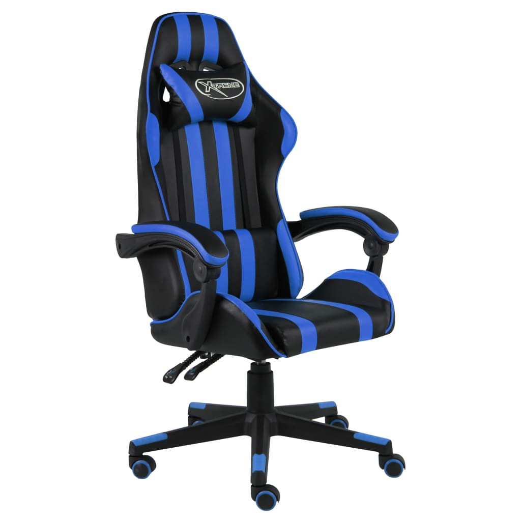 Racestoel kunstleer zwart en blauw is nu te koop bij PeponiXL, paradijselijk wonen!