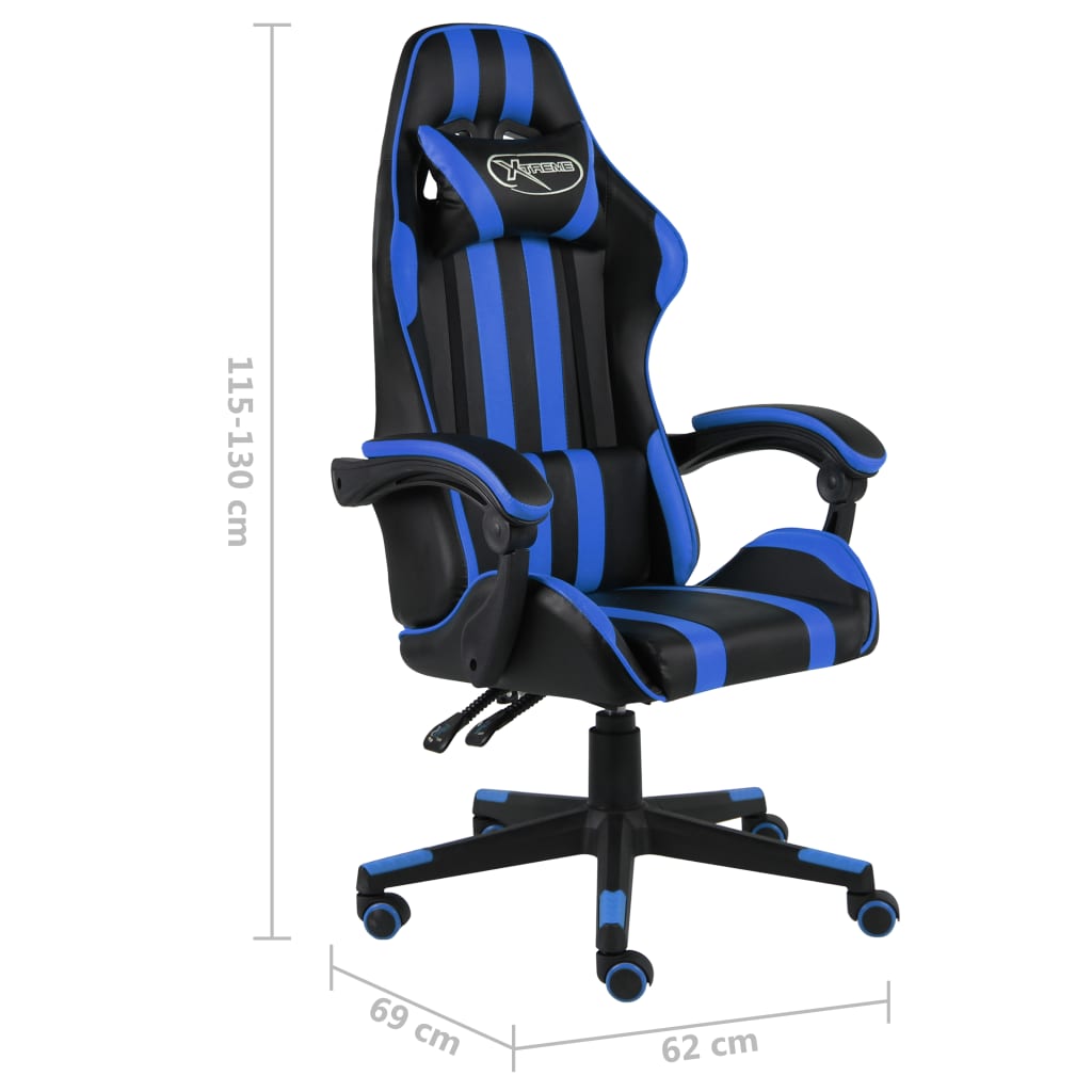 Racestoel kunstleer zwart en blauw is nu te koop bij PeponiXL, paradijselijk wonen!