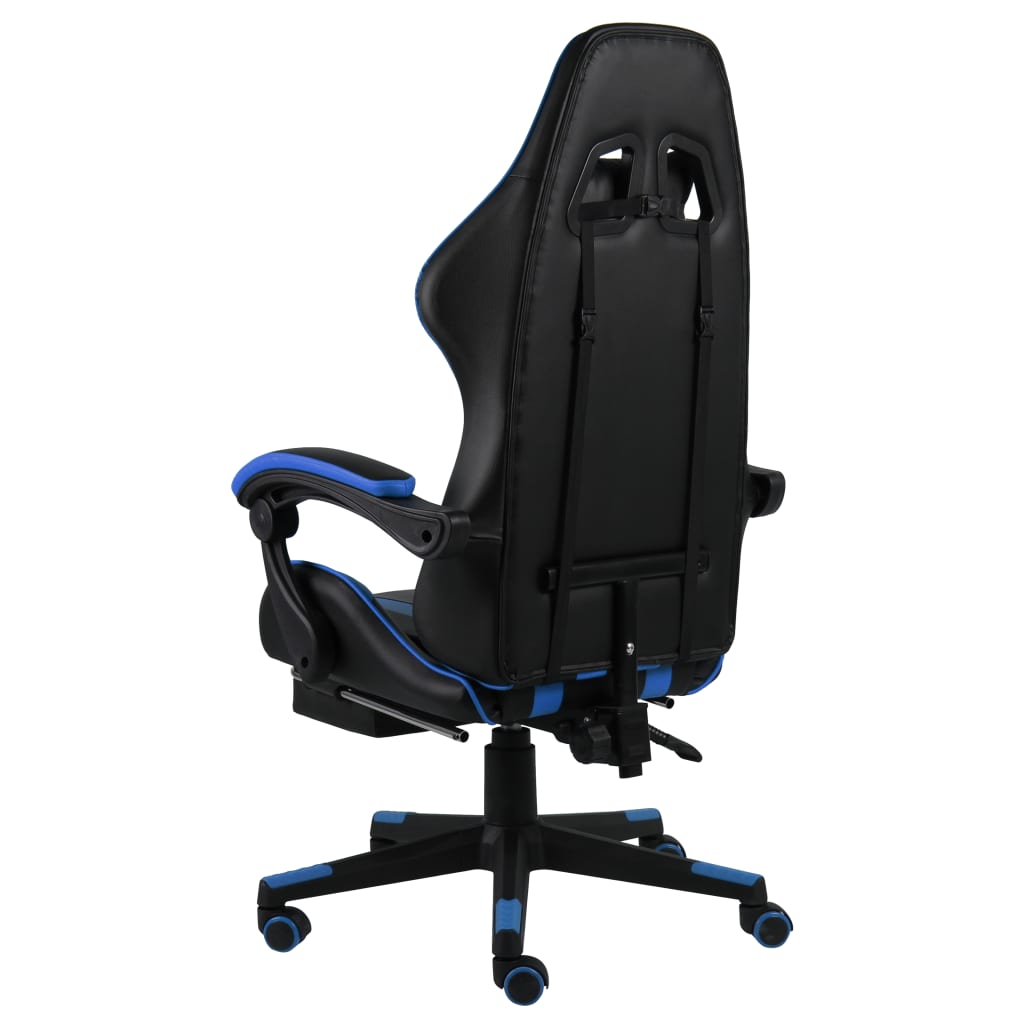 Racestoel met voetensteun kunstleer zwart en blauw is nu te koop bij PeponiXL, paradijselijk wonen!