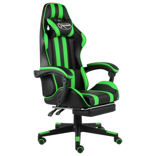 Racestoel met voetensteun kunstleer zwart en groen is nu te koop bij PeponiXL, paradijselijk wonen!