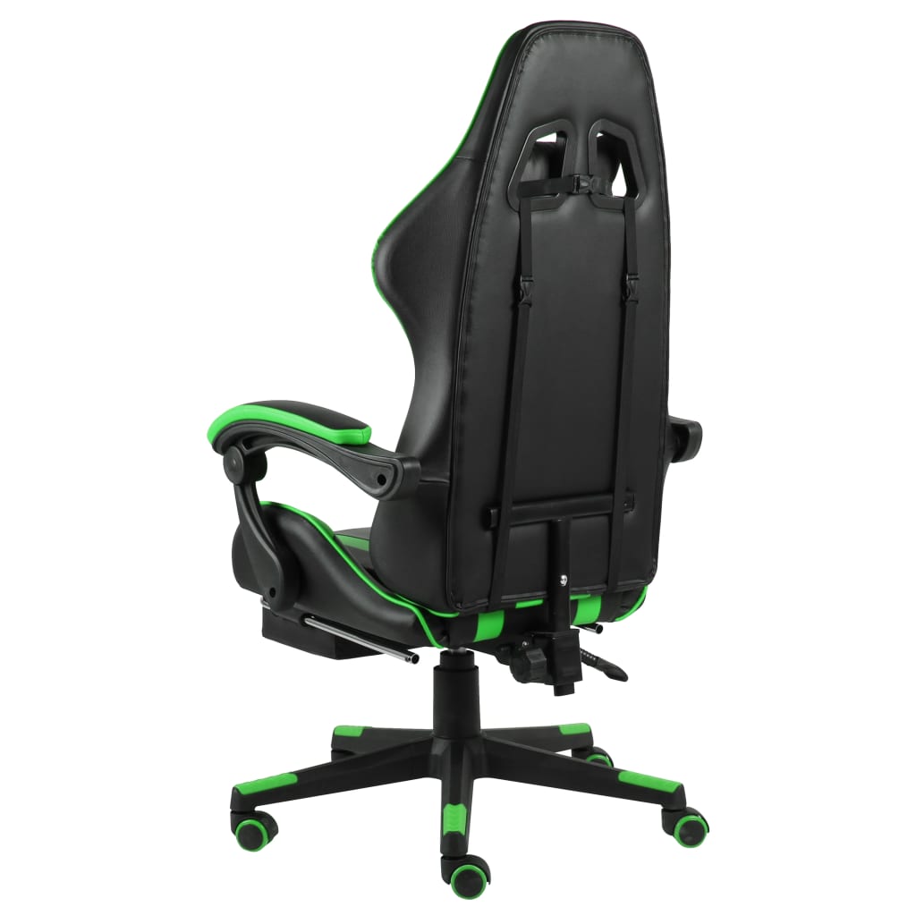 Racestoel met voetensteun kunstleer zwart en groen is nu te koop bij PeponiXL, paradijselijk wonen!