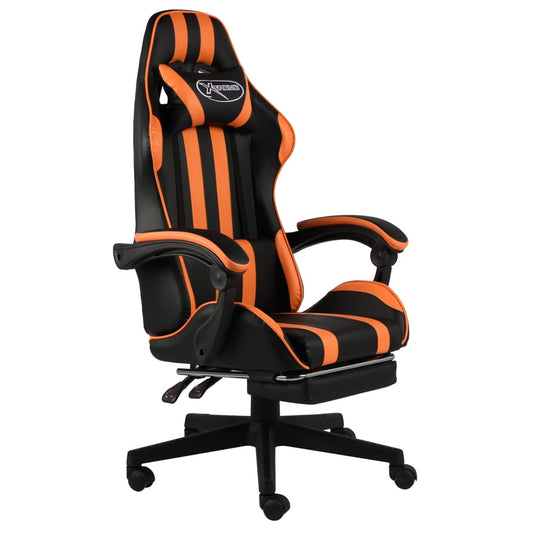 Racestoel met voetensteun kunstleer zwart en oranje is nu te koop bij PeponiXL, paradijselijk wonen!