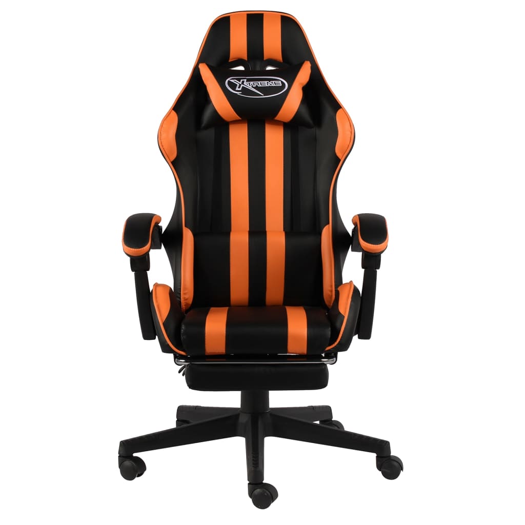 Racestoel met voetensteun kunstleer zwart en oranje is nu te koop bij PeponiXL, paradijselijk wonen!