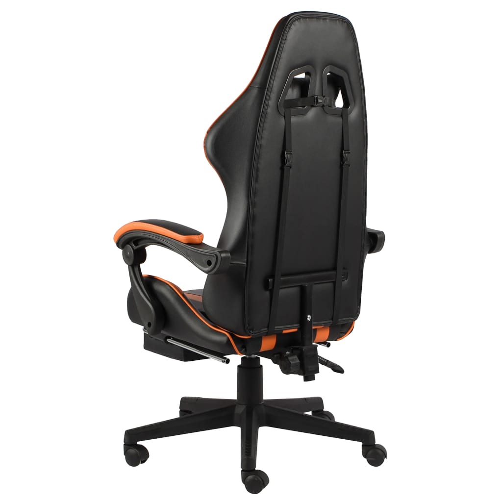 Racestoel met voetensteun kunstleer zwart en oranje is nu te koop bij PeponiXL, paradijselijk wonen!