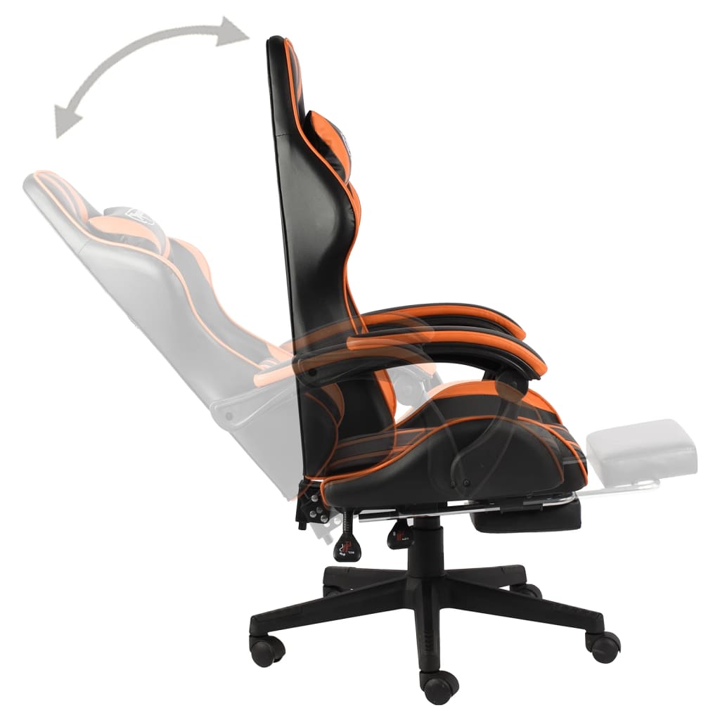 Racestoel met voetensteun kunstleer zwart en oranje is nu te koop bij PeponiXL, paradijselijk wonen!