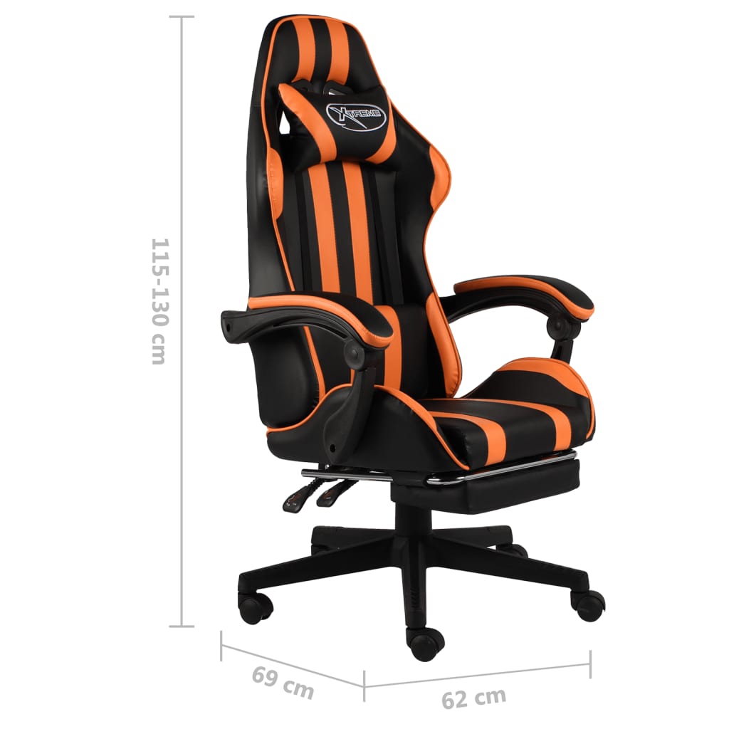 Racestoel met voetensteun kunstleer zwart en oranje is nu te koop bij PeponiXL, paradijselijk wonen!