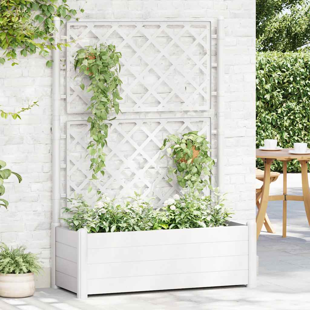 Plantenbak met latwerk 100x43x142 cm PP wit is nu te koop bij PeponiXL, paradijselijk wonen!