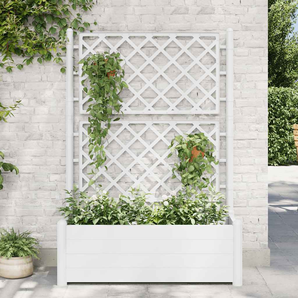 Plantenbak met latwerk 100x43x142 cm PP wit is nu te koop bij PeponiXL, paradijselijk wonen!