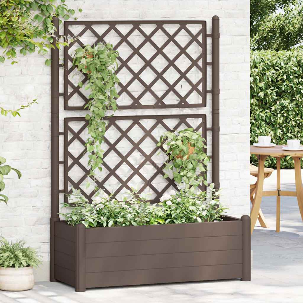 Plantenbak met latwerk 100x43x142 cm PP mokka is nu te koop bij PeponiXL, paradijselijk wonen!