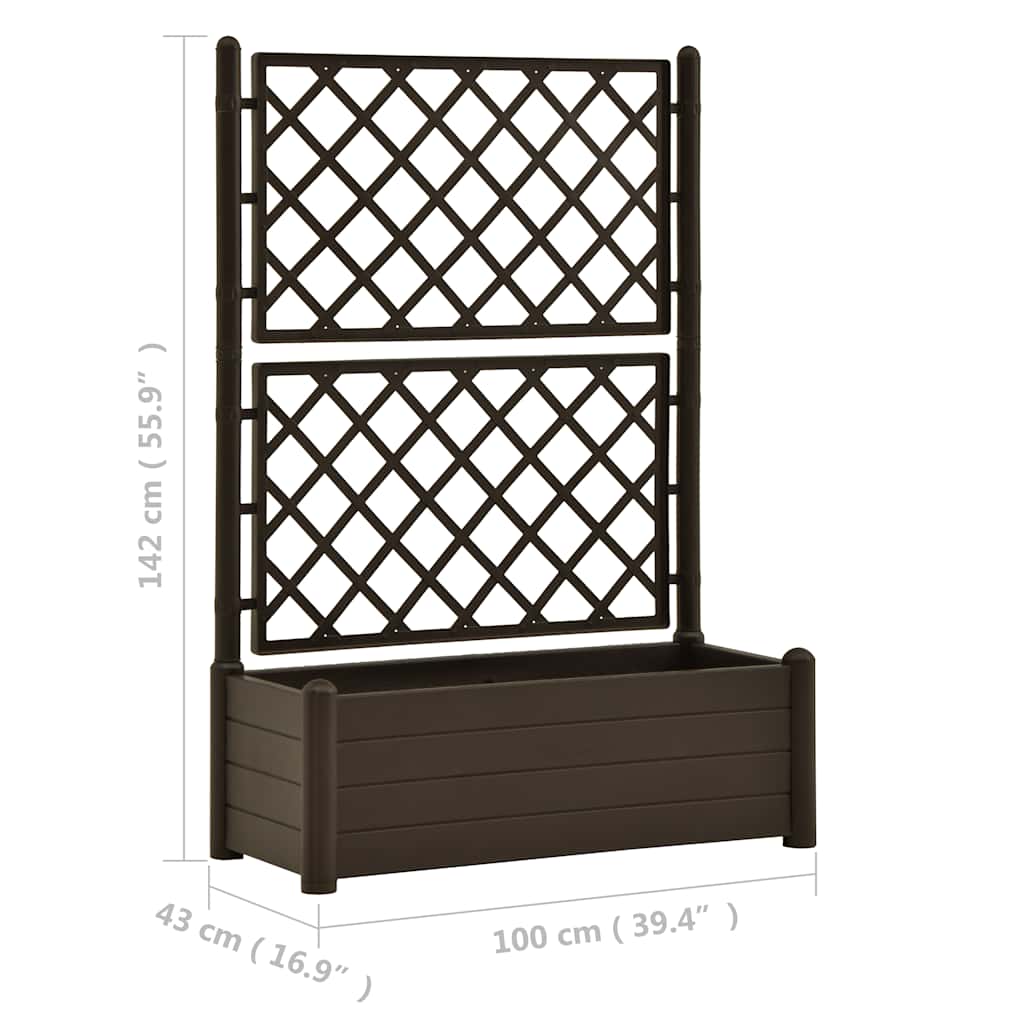 Plantenbak met latwerk 100x43x142 cm PP mokka is nu te koop bij PeponiXL, paradijselijk wonen!