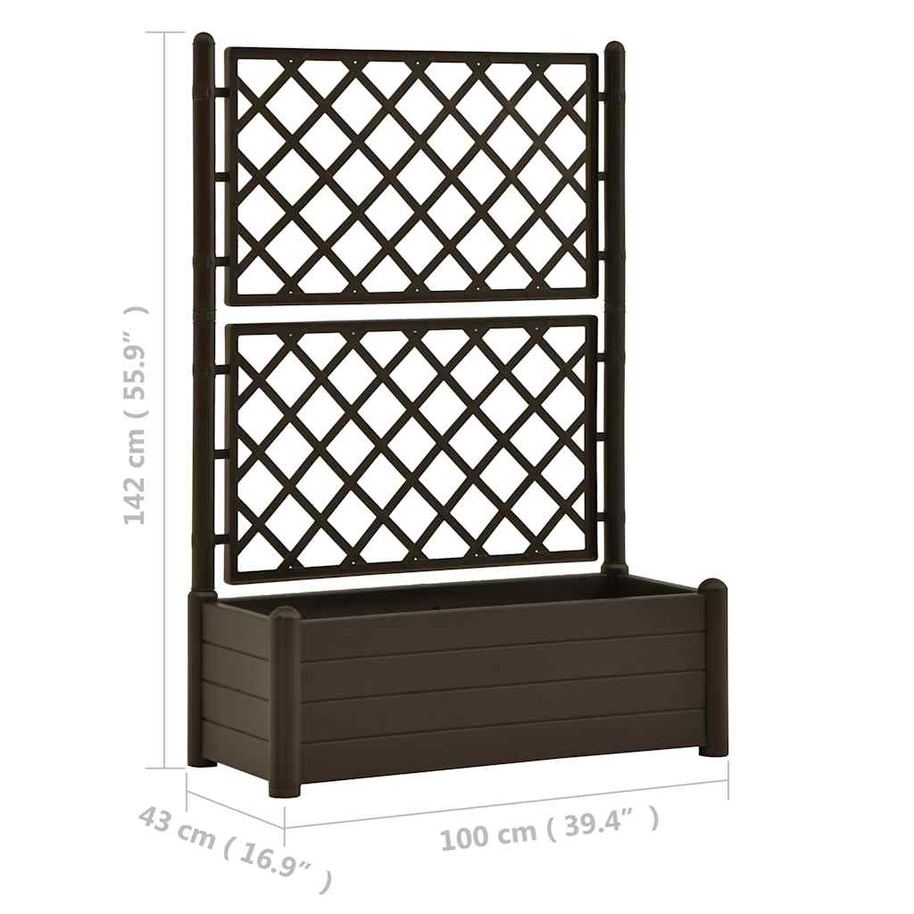 Plantenbak met latwerk 100x43x142 cm PP mokka is nu te koop bij PeponiXL, paradijselijk wonen!